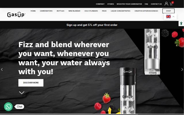 Gasatori: acqua frizzante, frullati, cocktail e bibite gassate con GasUp storefront