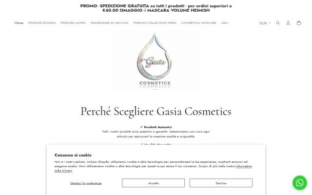 Gasia cosmetics storefront