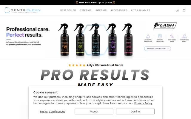 Genix Clean storefront