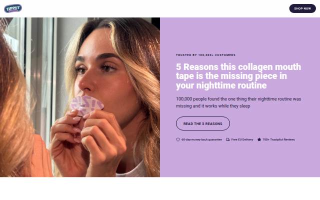 Startseite von Zippit® Collagen Mouth Tape Sleep Quieter, Wake Up Softer