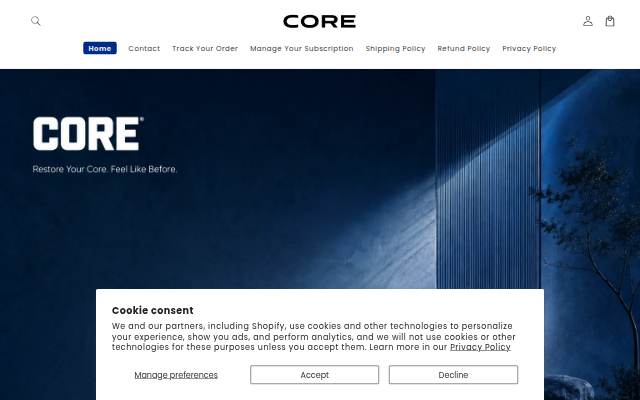 Core Supplements storefront