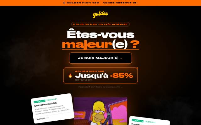 Golden High 420 — Accès réservé 18+ storefront