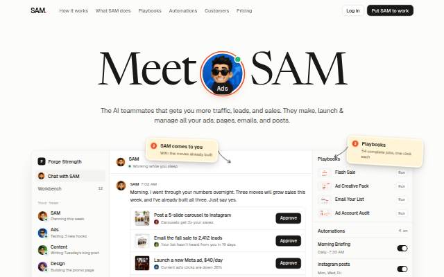 Startseite von SAM