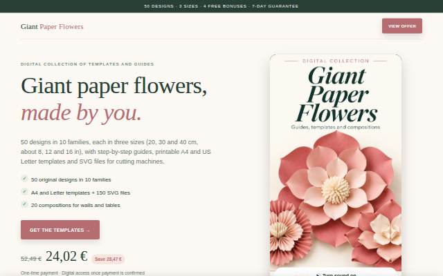 Startseite von Giant Paper Flowers · 50 designs with templates and guides