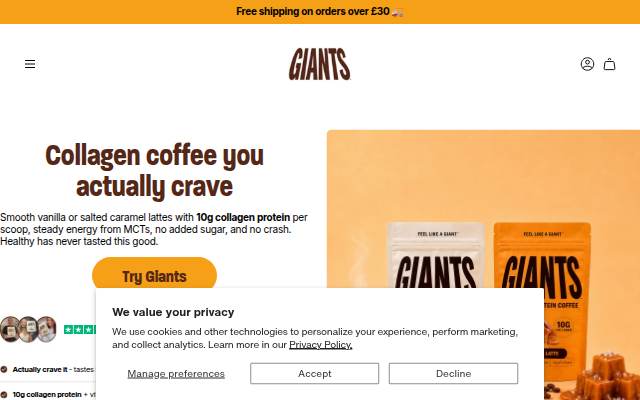 GIANTS™ Coffee storefront
