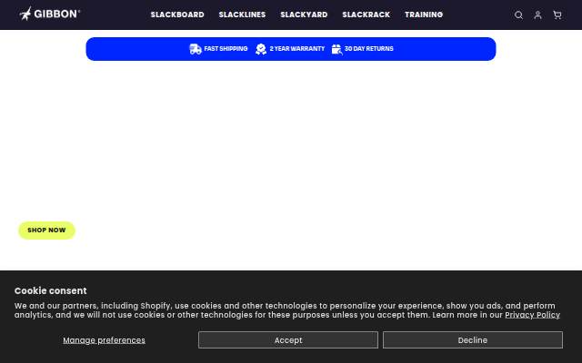GIBBON Slacklines storefront