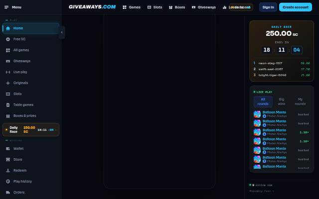 Giveaways.com storefront