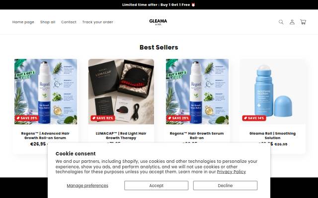 Gleama storefront