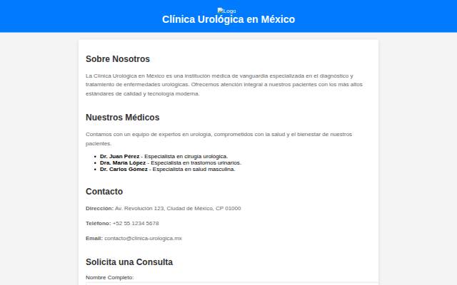 Clínica Urológica en México storefront