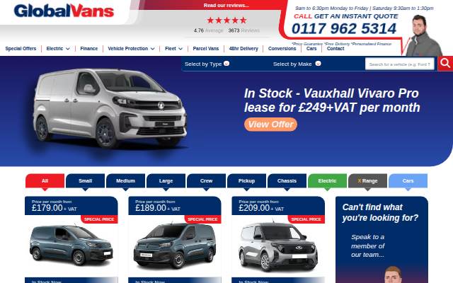 Startseite von Leasing a Van with Global Vans