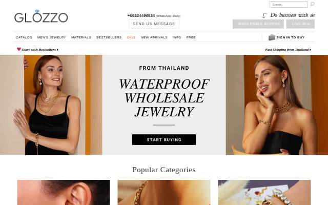 Glozzo wholesale jewelry storefront