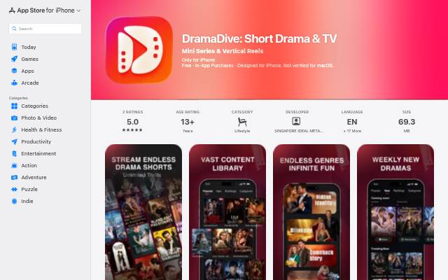 DramaDive storefront