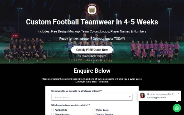 Empire Kits: Get A Quote storefront
