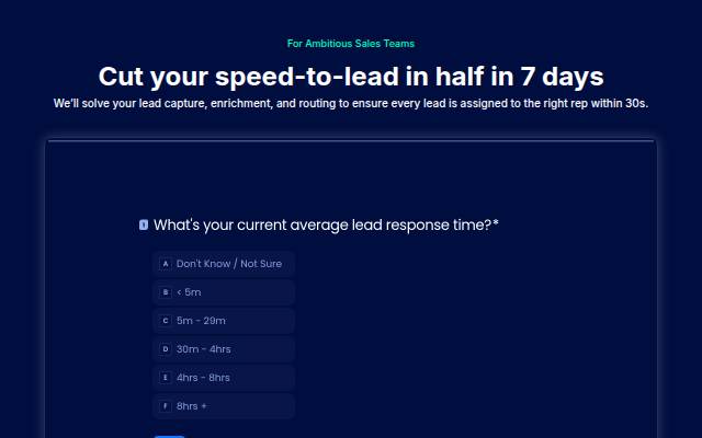 Startseite von Lead Routing Built for Speed to Lead