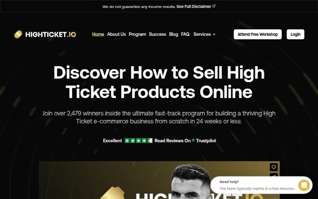 High Ticket storefront