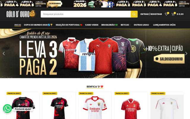 Golo de ouro – A melhor loja de camisolas de futebol storefront