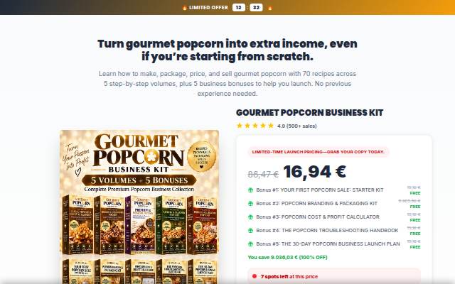 Vitrine de Gourmet Popcorn Business Kit