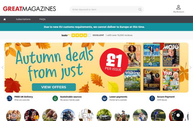 Magazine Subscriptions and Single Issues storefront