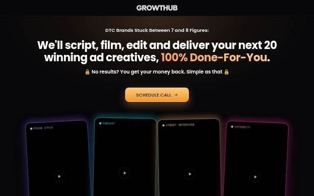 GrowthHub, Scale Your Ecommerce Brand with Stealth Creatives storefront