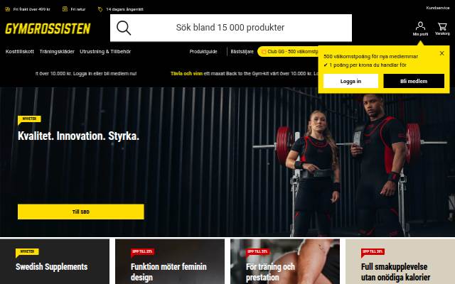 Köp kosttillskott och träningskläder hos Gymgrossisten.com storefront
