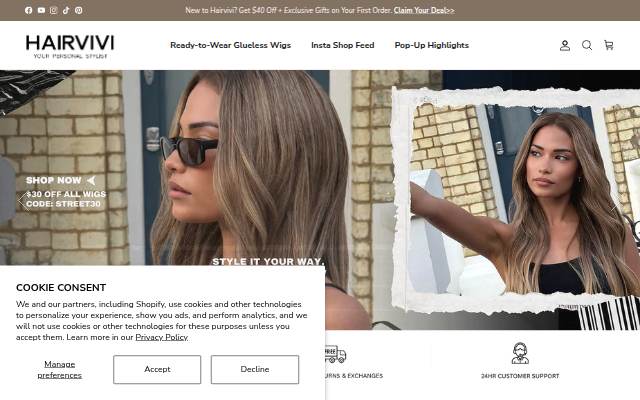 Hairvivi storefront