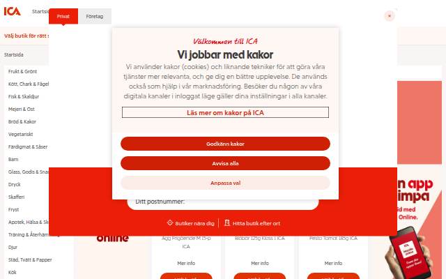Startseite von Handla mat online från din lokala ICA-butik