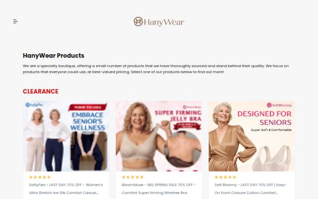 HanyWear storefront