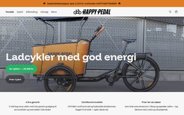 Happypedal.dk storefront