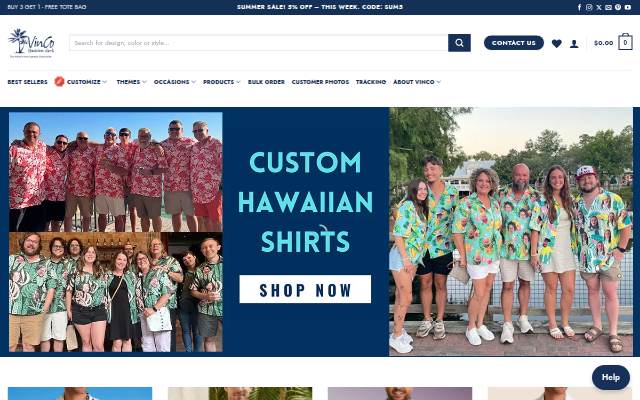 Startseite von VinCo Hawaiian Shirts