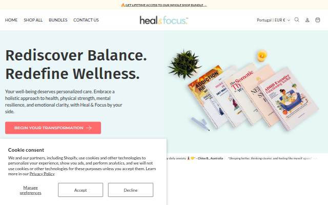 Heal &amp; Focus storefront