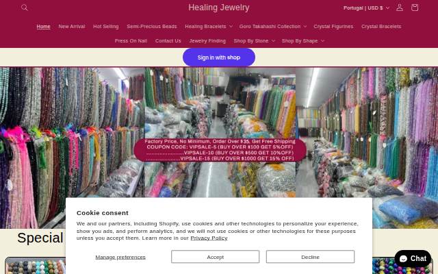 Healing Jewelry storefront
