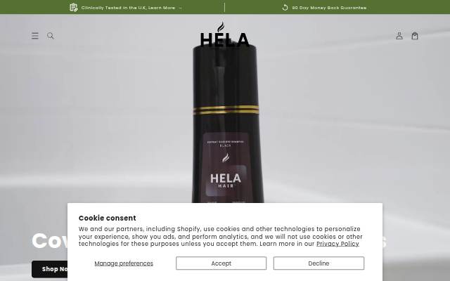 Hela Hair storefront