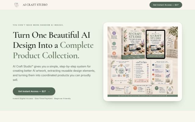 AI Craft Studio™ — Turn One AI Design Into a Product Collection storefront