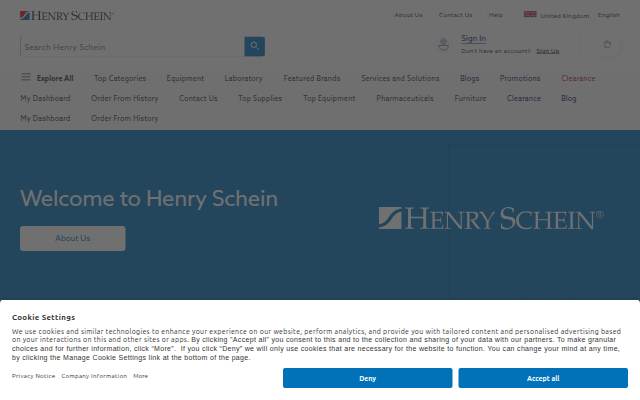 Henry Schein UK storefront