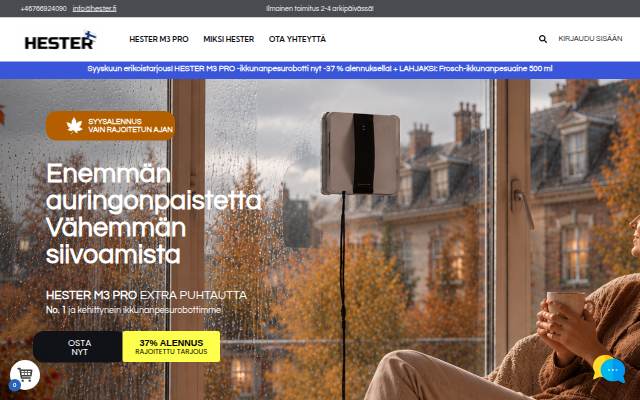 Ikkunanpesurobotti Hester Suomi storefront