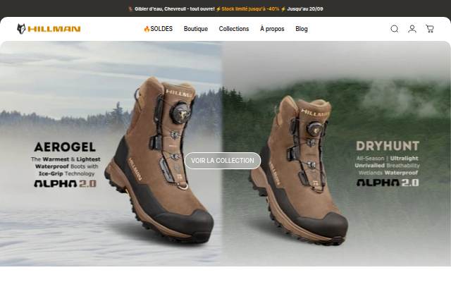 Vêtement de chasse haut de gamme : chaussure, botte, veste ou pantalon storefront