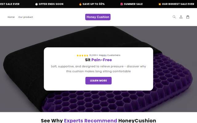 honeycushion.com storefront