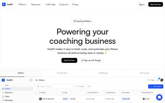 Escaparate de HubFit