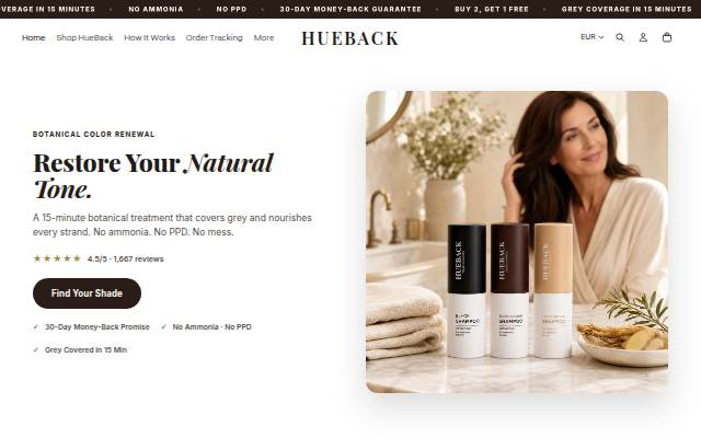 Startseite von HueBack