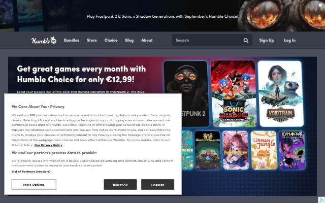 Humble Bundle storefront