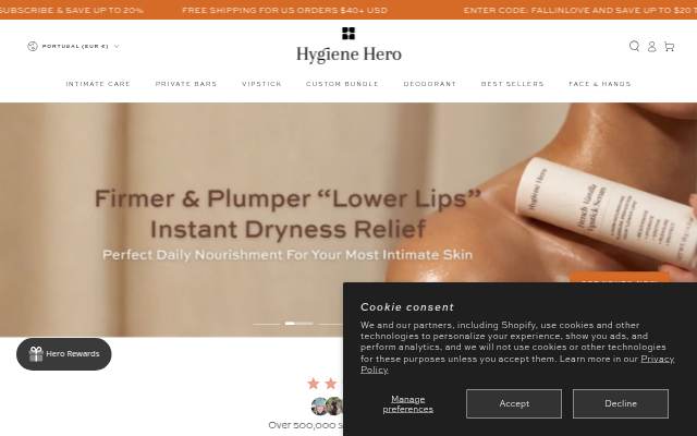 Hygiene Hero storefront