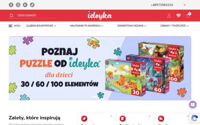 Sklep internetowy Ideyka: Obrazy po numerach, Mozaika diamentowa storefront