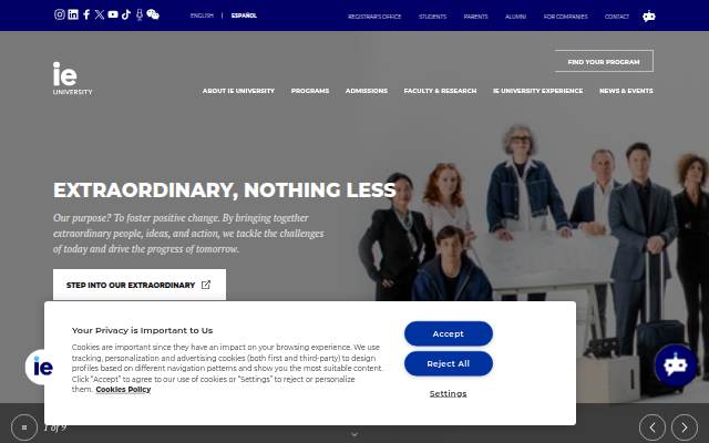Startseite von ie edu
