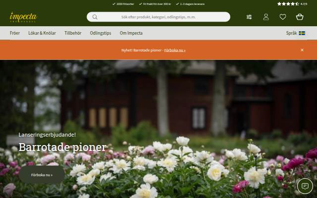 Fröer och tillbehör online storefront