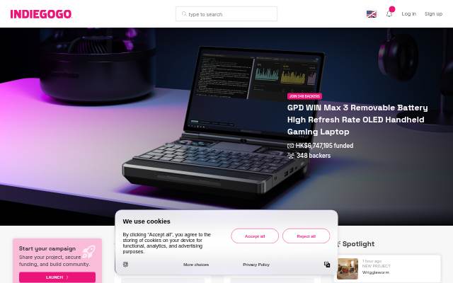 Indiegogo storefront
