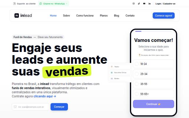 inlead | Criação de quiz interativo e funis dinâmicos storefront
