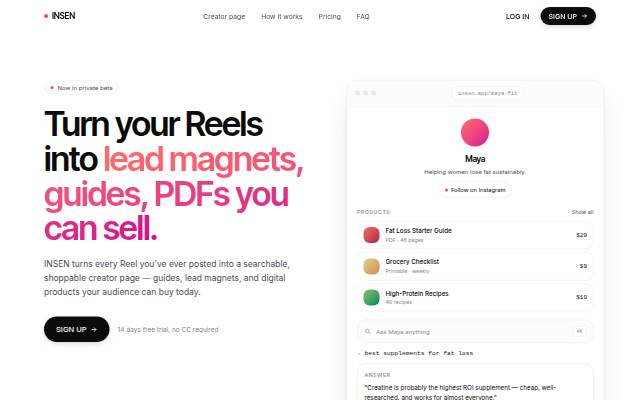 INSEN — Turn your Reels into products storefront