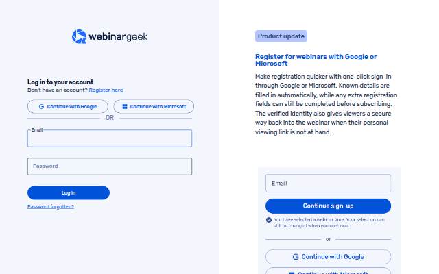 Startseite von WebinarGeek