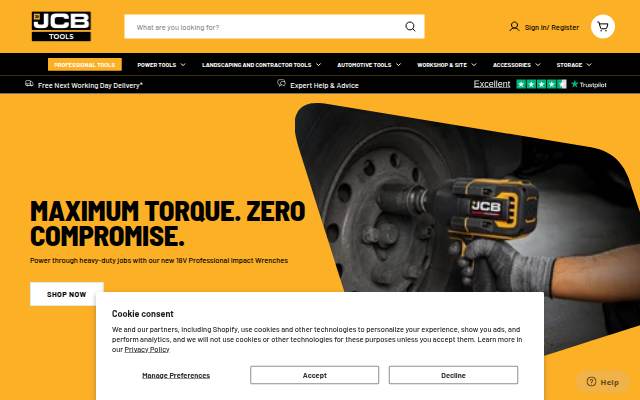 JCB Tools storefront