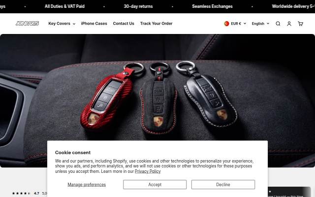 Jonparts: Car Key Covers And Custom Car Accessories storefront